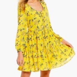 C & V Chelsea & Violet Yellow Floral Print Dress